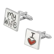 Men’s shirts Cufflinks high-quality copper material I love my wife Cufflinks 2 pairs of packaging for sale