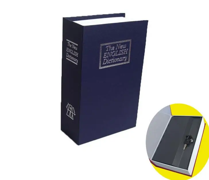 

Hot selling Blue Steel Dictionary Hidden Secret Book Safe Money Box Security Key Lock
