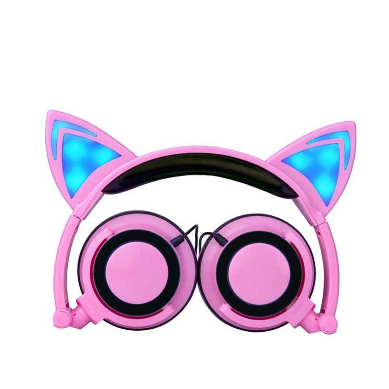 

bolida LED Ear headphone cats Flashing Glowing Headset Gaming Earphones for kids Foldable LED light Flashing Glowing Cosplay