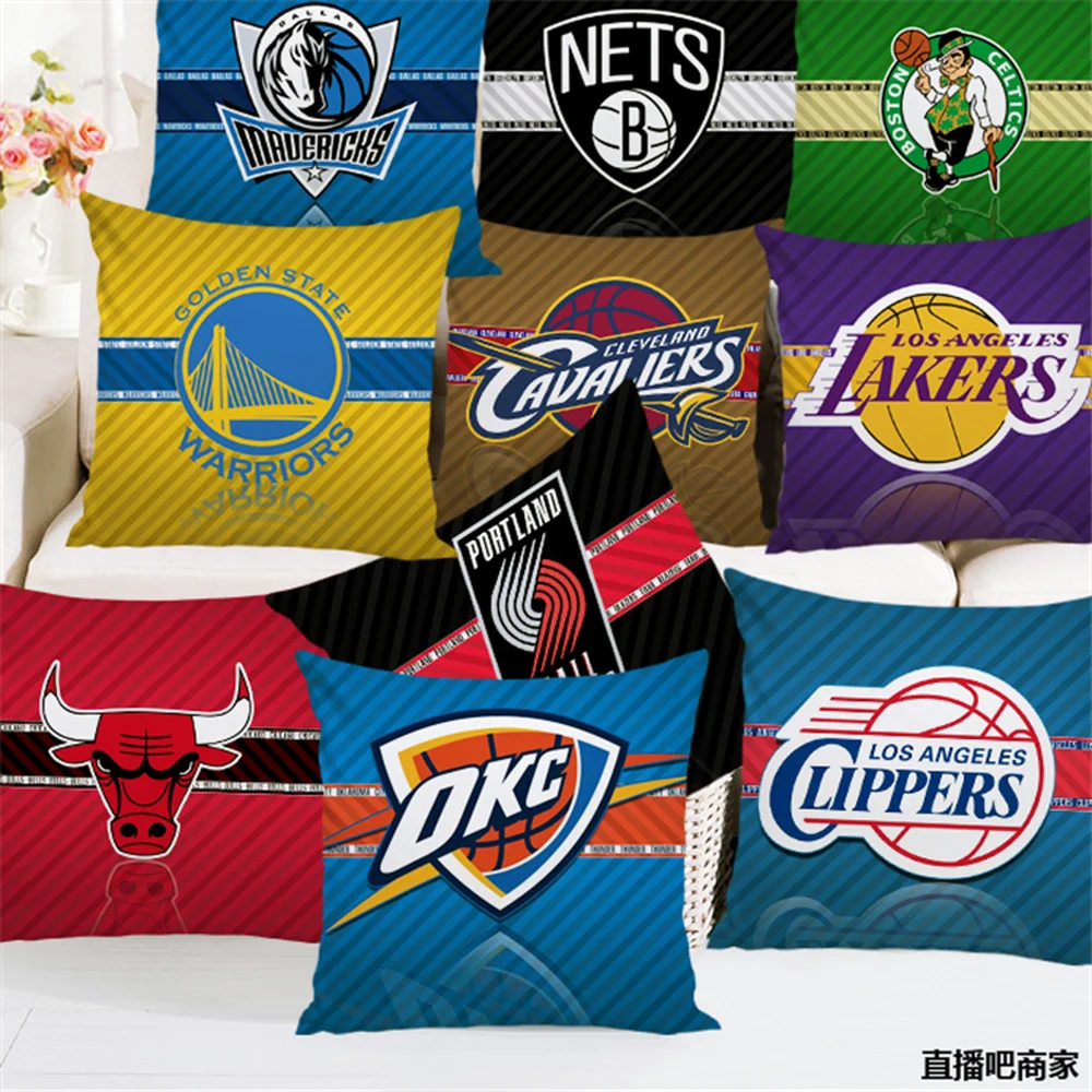 30 full set NBA club basketball team logo linen pillow cases soft