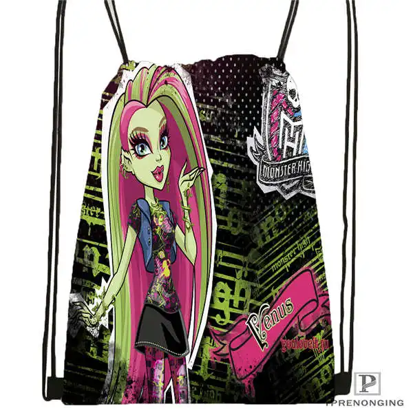 Drawstring Backpack Custom youloveit_ru_monster_high походная сумка на шнурке милый рюкзак дети ранец(черный Назад) 31x40 см#180611-01-42 - Цвет: Drawstring Backpack