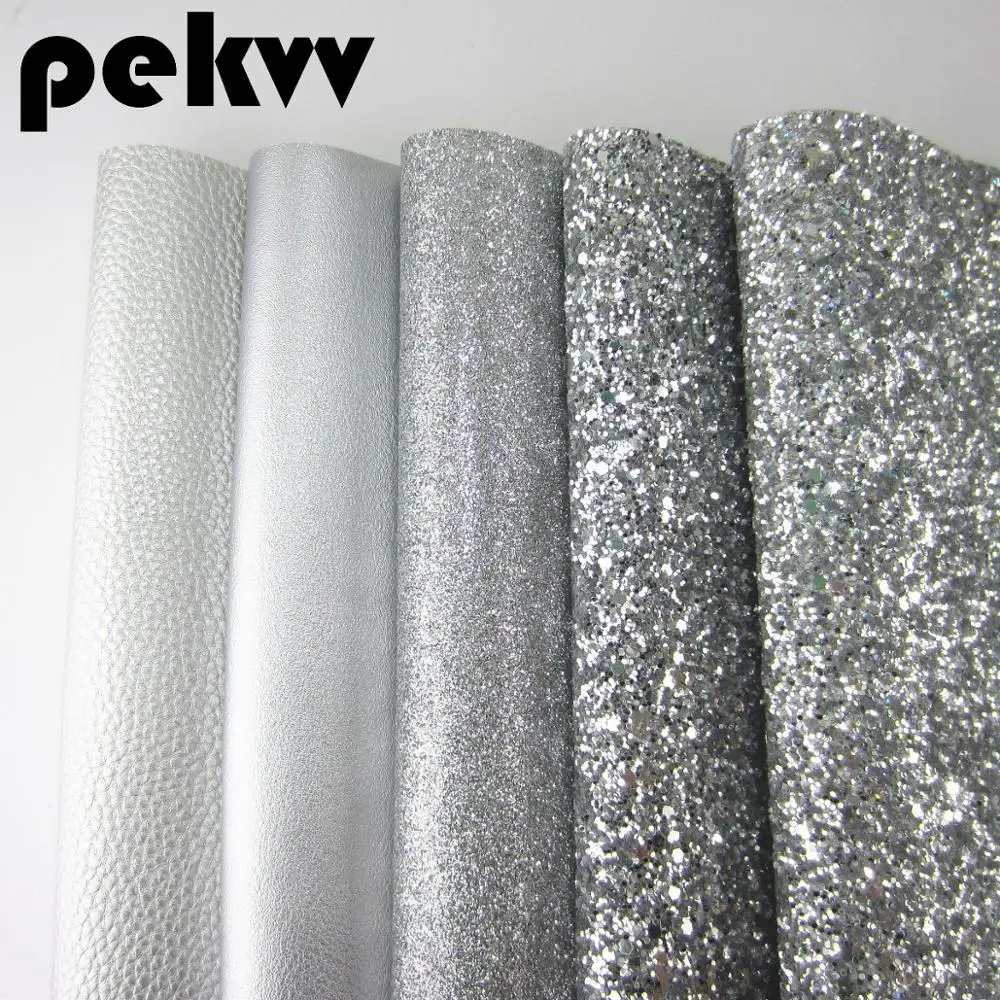 

Sliver Glitter Fabric and Lichee Textured Faux Synthetic Leather For DIY shoes A4 Sheet 8"x11.8" 1piece HD016