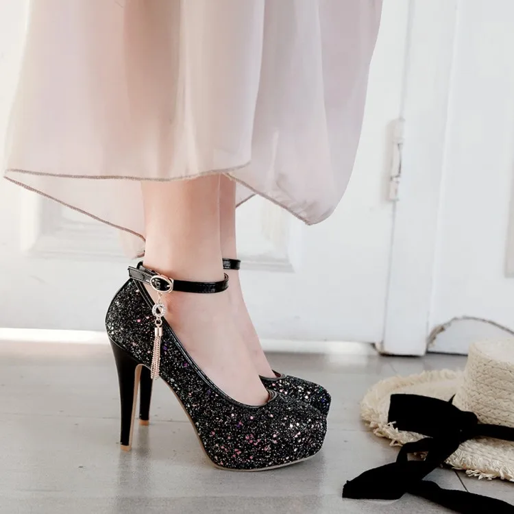 

Big Size 11 12 13 14 15 16 17 Ladies high heels women shoes woman pumps Sequined high-heeled single shoes