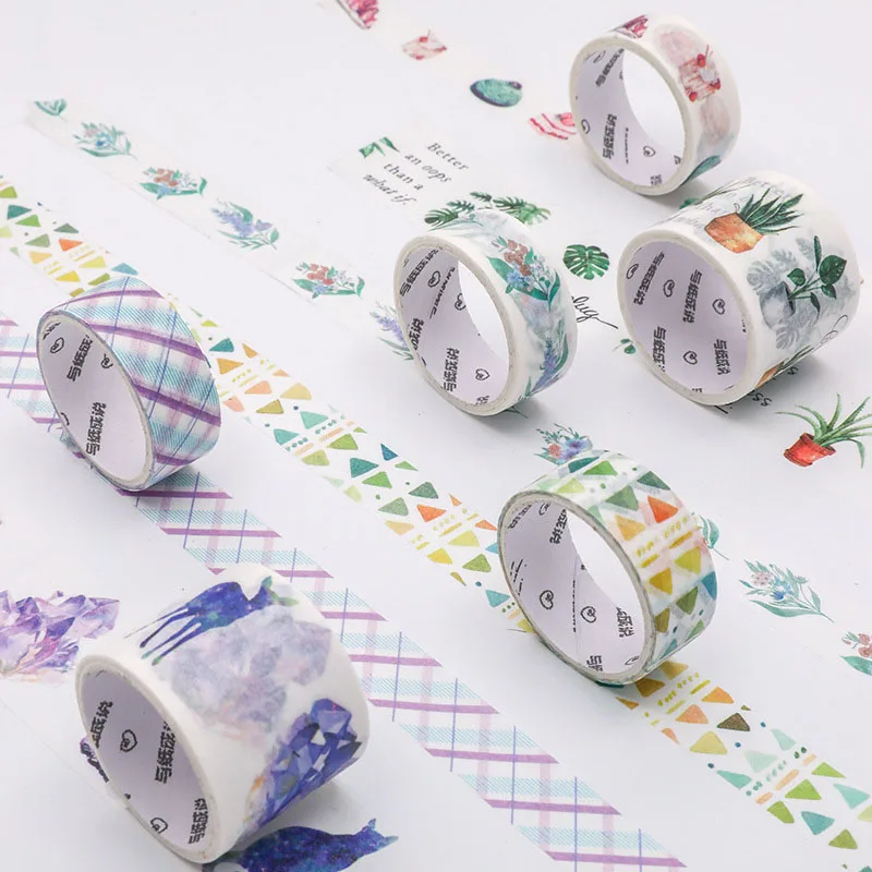 4 rolls / set of cartoon style tapes masking tape decoration stickers diary stationery paper labels school supplies