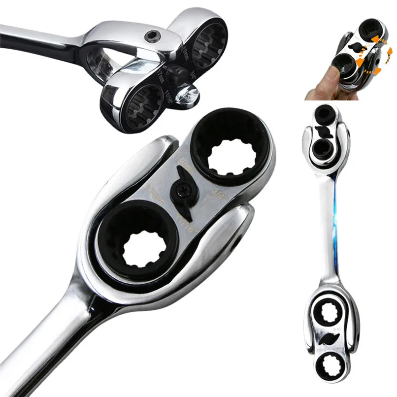 Multifunctional Ratchet Handle Wrench Double Box End Ratcheting Wrench Metric Universal Spline XL Flexible Head 34 In 1 #2f21 (18) - 