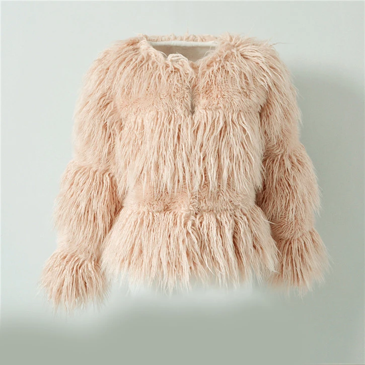 Fashion faux fur coat female European and American imitation rabbit fur fur coat cotton coat collar stand collar stripe (9)