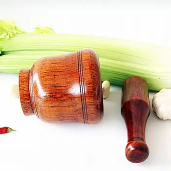 

Wooden Mortar and Pestle Set Spice Grinder Crush, Press, Mash Spices, Herbs, Garlic, Pepper, Guacamole, Nuts, Fruit, Pills