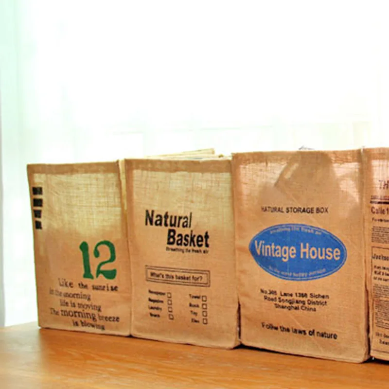 للطي الكتان الملابس حقيبة الغسيل الجوت القطن أشتات سلة للطي الطبيعي النسيج المنزل علب تخزين للملابس المنظمون
