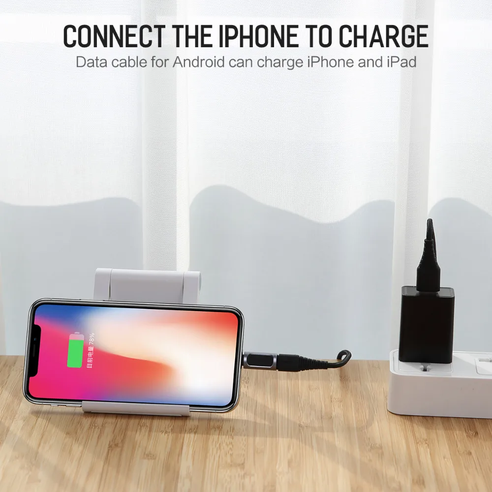 Rock для apple lightning/micro usb адаптер для iPhone xs max xr x 8 7 6s plus 5 ipad Зарядное устройство usb c зарядный кабель конвертер