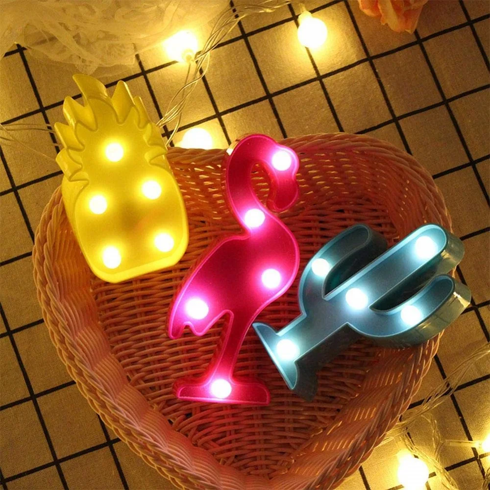 Ночной светильник 3D светодиодный для малышей с изображением в виде ананаса/Фламинго/Моделирование кактусов для Офис украшения подарки декорации на рождественскую елку