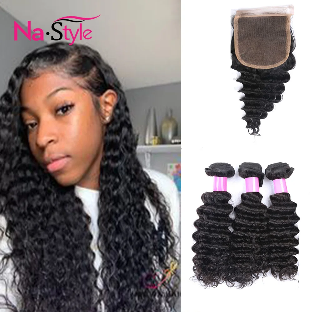 

Deep Wave Bundles With Closure Deep Wave Closure 6x6 Lace Closure With Bundles Human Hair Extensions Peruvian Hair Bundles