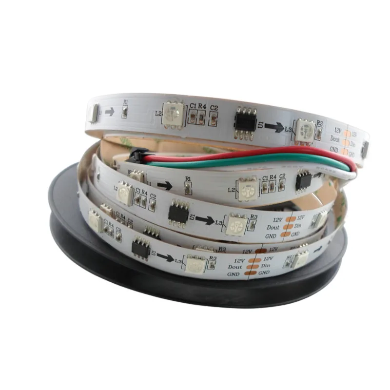 5mX высокое качество WS2811 цифровой полноцветный 5050SMD светодиодные полосы DC12V 30 светодиодов/м 10IC/м белый PCB