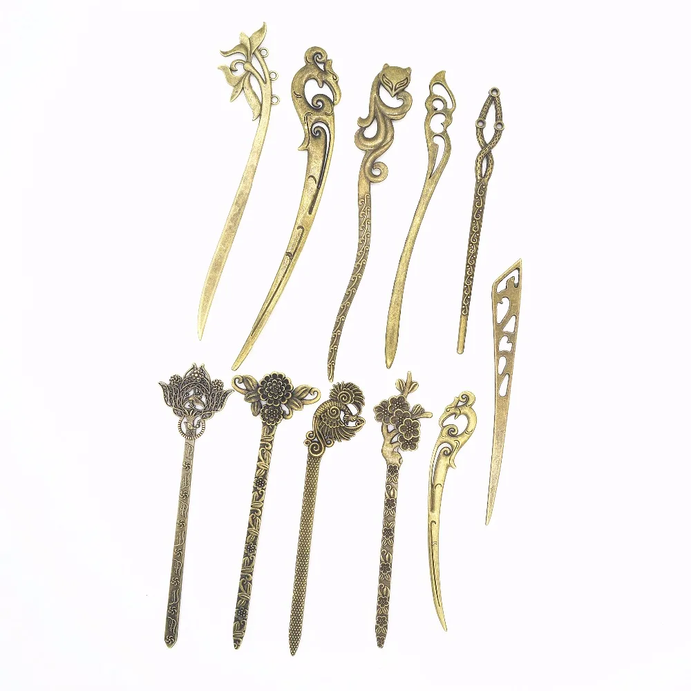 10pcs Bronze Vintage Hair Sticks Headbands For Women Elegance Lady