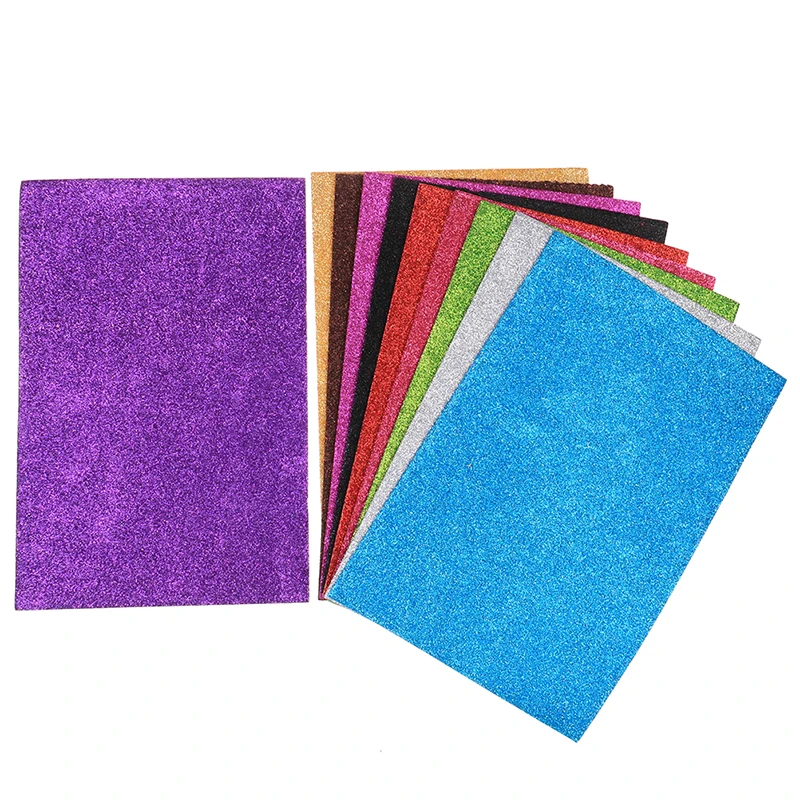 10Pcs Tarjeta De Bricolaje aleatorio A4 Hojas fijo Brillo Brillo de papel de una sola cara Craft