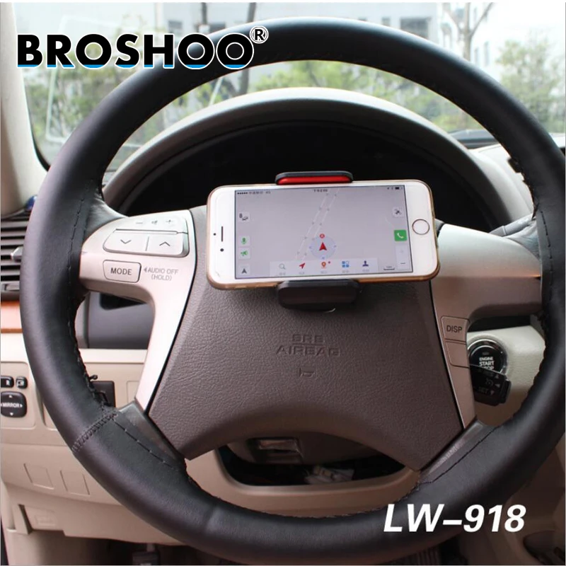 

BROSHOO Car Styling 360 Degree Rotation Universal Car Steering Wheel Mobile Phone Holders Mount Smartphone IPhone 7*5*3cm