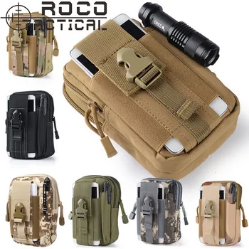 

ROCOTACTICAL Mens Tactical Waist Packs Compact MOLLE EDC Hunting Bag Molle Tactical Waist Organizer Army Green CP