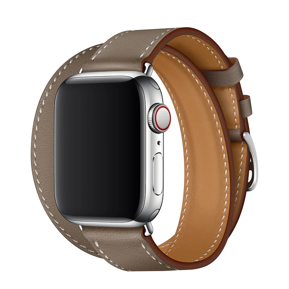 Ремешок Lbiaodai кожаный для apple watch herme band 4 3 42 мм 38 браслет iwatch 44 40 двух туристических