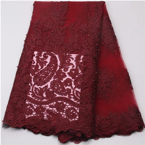 Нигерийская кружевная ткань Золотой Французский Тюль кружевная ткань с бисером африканская сетчатая ткань с вышивкой для женского платья GD539B-9 - Цвет: As Picture