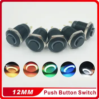 

Wholesale 12mm Metal Momentary Push Button Switch LED 3V 5V 12V 24V 220V Alumina Car Auto Engine PC Power Start High Round