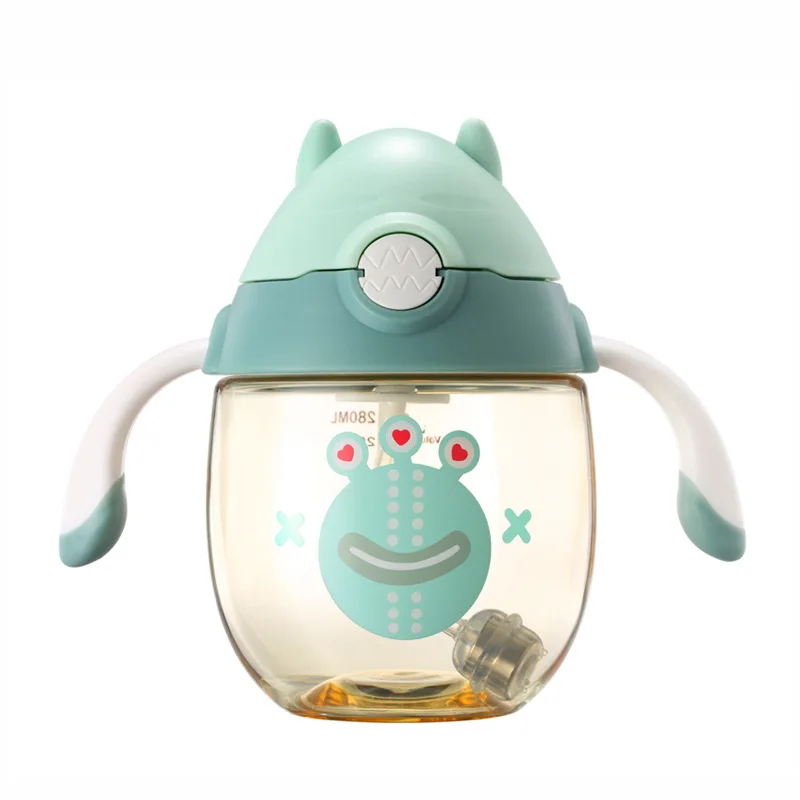 VALUEDER 280ml children's straw cup baby learning drink cup with handle baby anti-leakage anti-choking water bottle PPSU+PP