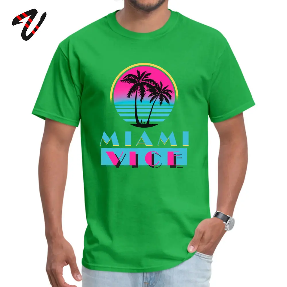 Miami Vice Round Collar T-Shirt Labor Day Custom Tops T Shirt Short Sleeve 2019 Newest 100% Cotton _black Clothing Shirt Men Miami Vice 22695 green
