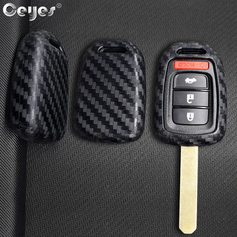 Ceyes Car Styling Silicone Carbon Fiber Key 2 3 Remote Cover Fob Case for Honda Civic Accord Fit for CRV XRV HRV Car Accessories key case cover,key case,remote control case cover