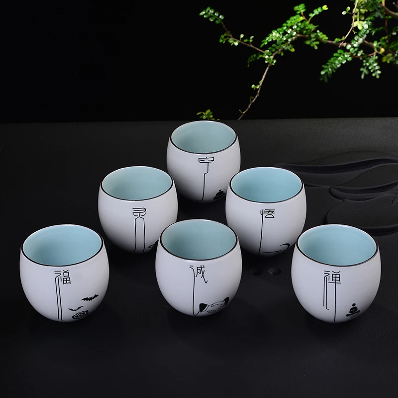 

Creative Tea cup for kung fu tea set tea service Green small tea Coffee Xicara Chinese crockery vintage drinking porcelain