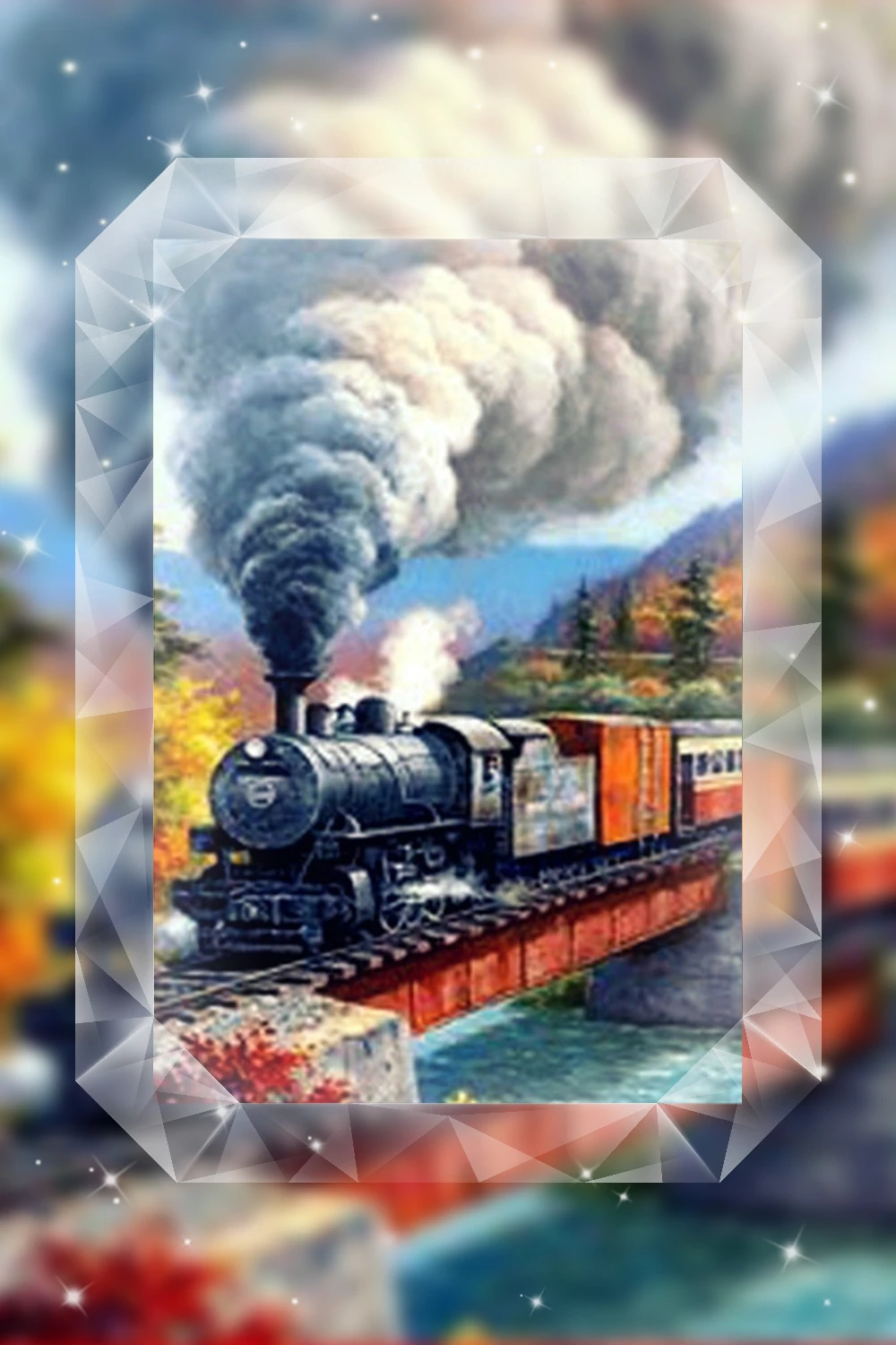 5D Diamond Mosaic Painting train in Village Diamondembroidery Craft Decoration Scenery Picture DIY Diamond rhinestone Needlework_