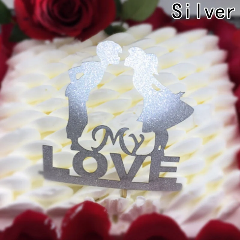 Wedding Cake Topper Bride Groom Mr Mrs paper Cake Toppers Wedding Decoration Mariage Party Supplies Adult Favors - Цвет: SV