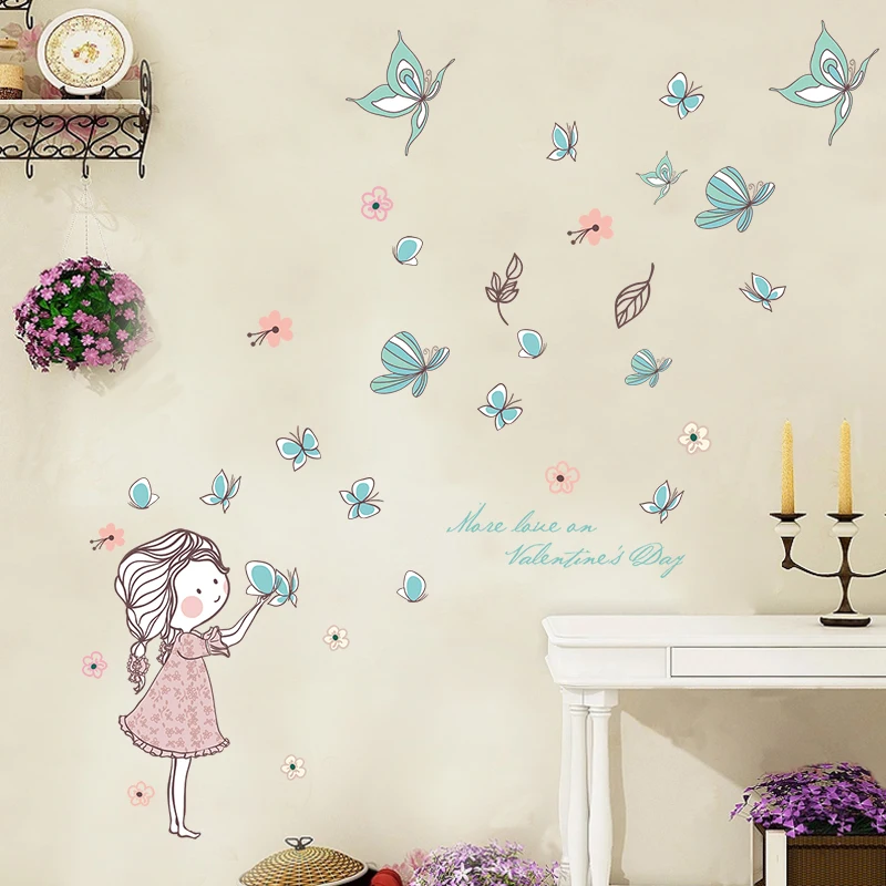 [Fundecoration] DIY наклейки на стену с рисунком бабочек из мультфильма красивые