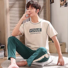 Модный мужской летний пуловер с короткими рукавами и надписью, топы+ штаны, пижамный комплект, одежда для сна, повседневная одежда для отдыха, новая L-4XL