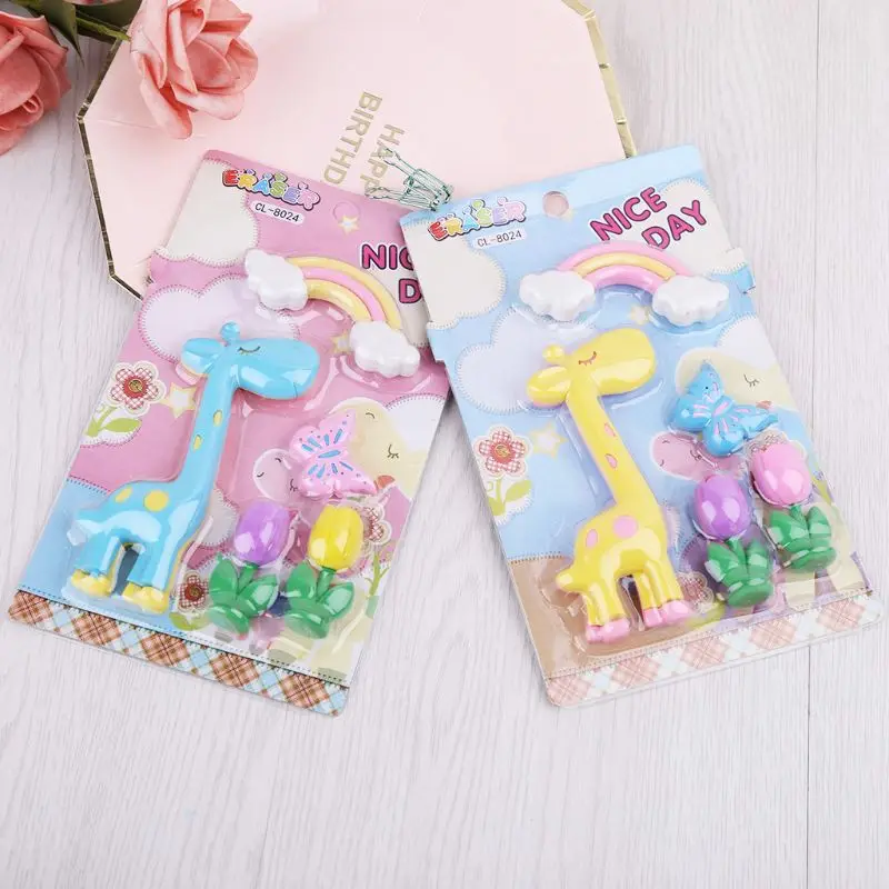 

4pcs/set Giraffe Rainbow Snail Stars Rubber Eraser Stationery School Supplies
