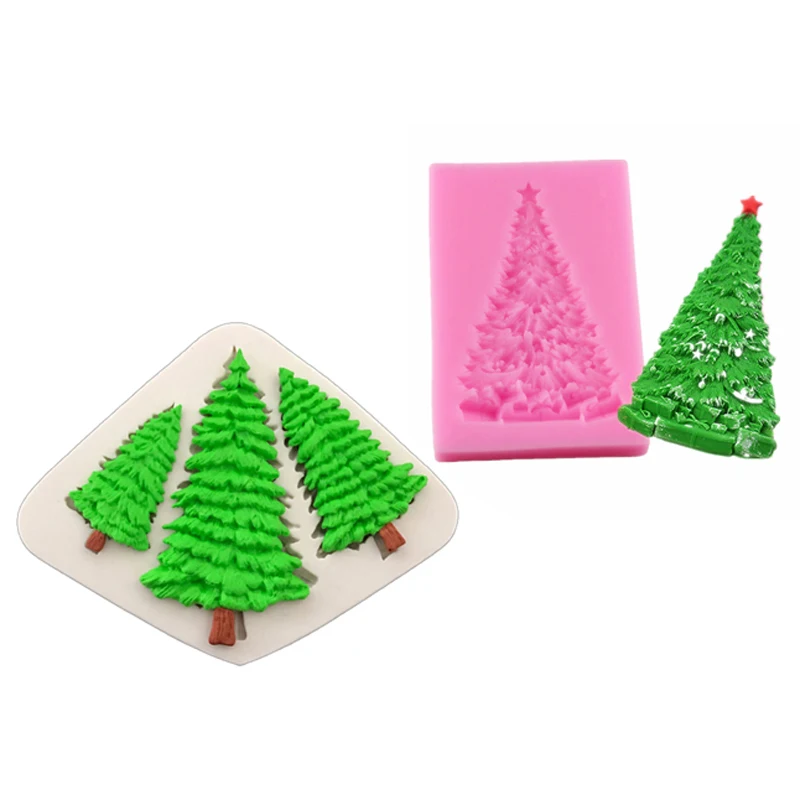 

Free shipping Christmas Collection Snow Tree Chocolate Mold Cooking Tool Silicone Mold Fondant Sugar Craft Molds Cake Decorating