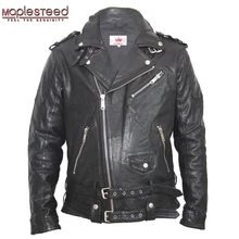 Мужская Байкерская кожаная куртка в винтажном стиле черного, красного и зеленого цветов, Байкерская зимняя одежда M145