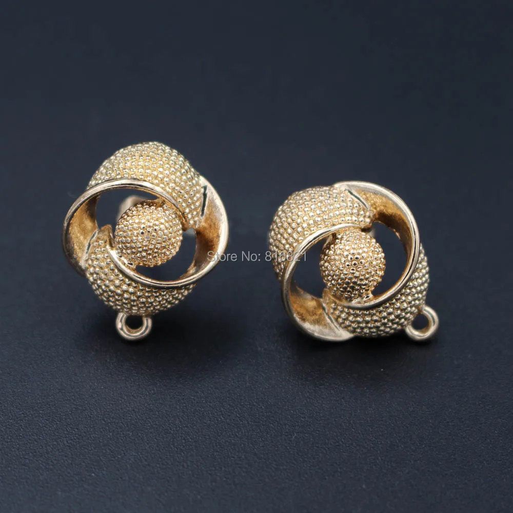 

Earrings Post with Loop Hanger Hollow Shape Base DIY Retro Metal Clip Stud Earrings Jewelry Findings 15x19mm