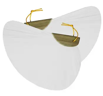 

50pcs Wedding Hand Fan Paddle Paper Fan With Wooden Handle White Chinese Palace Fan Wedding Favors Gifts Party Supplies SN1275