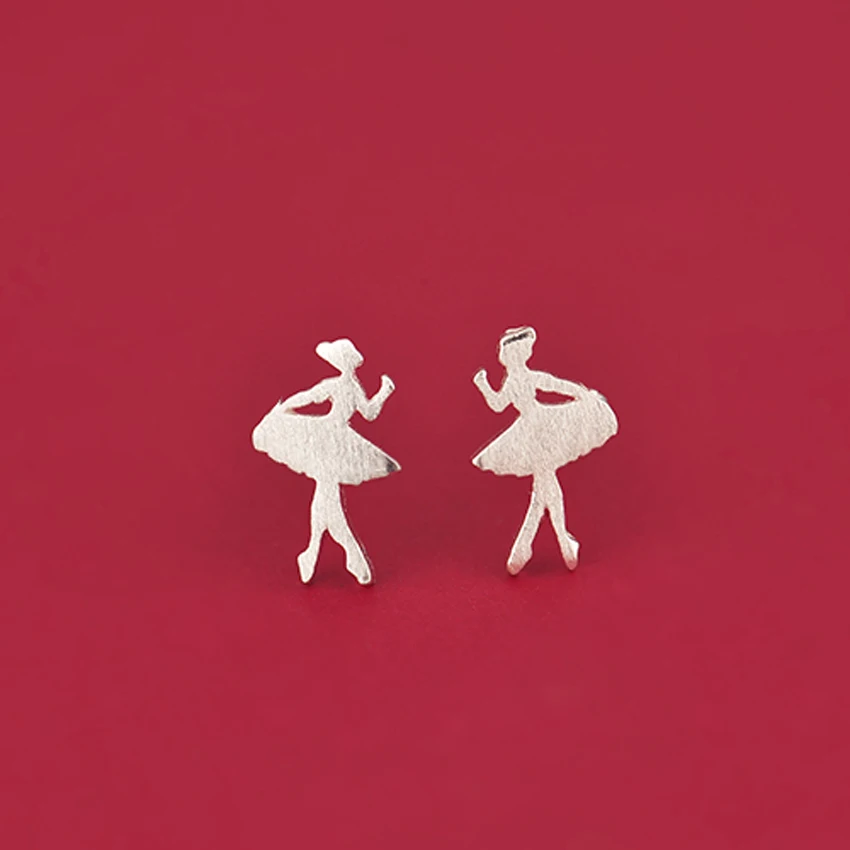 YeSmile Ballet Ballerina Silver plate Stud Earrings Gift Dancing Dancer