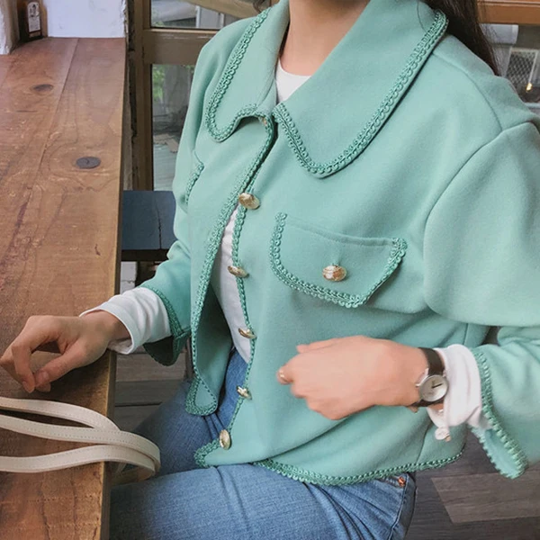 WHITNEY WANG Весенняя модная уличная одежда винтажный стиль кружевная вышивка окантовка куртка женская элегантная куртка пальто