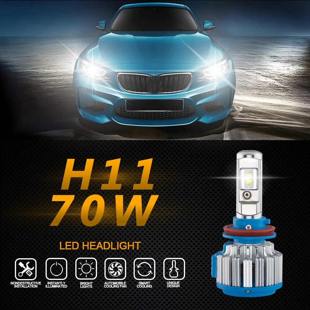 

Auto Headlight Car Accessories 2pc 70W 7000LM H11 Car LED Headlight B2 Canbus 6000K Fog Lamp Head Light Car LED Headlight Kit