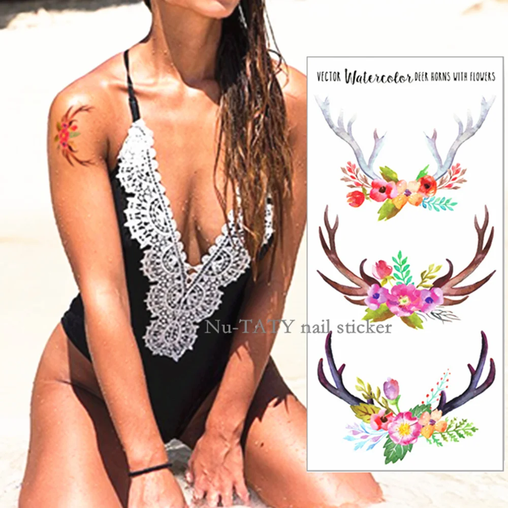 Nu-TATY NEW Temporary Flash Tattoo Body Art Tatoo Sticker Colored pattern sheet 19*9cm For Selfie High Quality sticker | Красота и