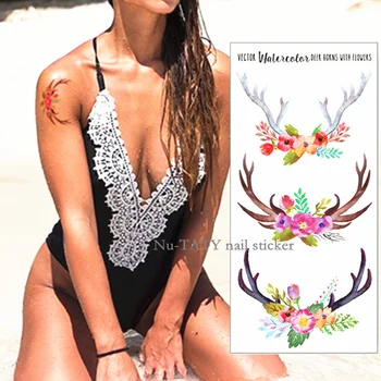 

Nu-TATY NEW Temporary Flash Tattoo Body Art Tatoo Sticker Colored pattern sheet 19*9cm For Selfie High Quality sticker