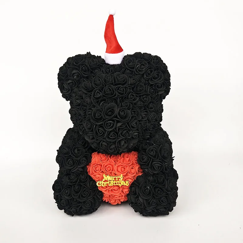 teddy bear rose bear with heart artificial roses foam roses flower Christmas decoration for home. christmas gift - Цвет: black