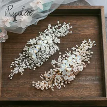Ruolai Silver Gold Wedding Hair Accessories Handmade Crystal Hair Comb Bridal Headwear Hair Jewelry Women Flower Headpiece HD13