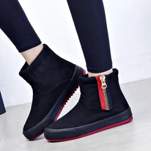 Женские ботинки с боковой молнией; Новинка года; женские зимние ботинки; короткие замшевые зимние теплые сапоги с противоскользящей подошвой; модный стиль; Размеры 35-40