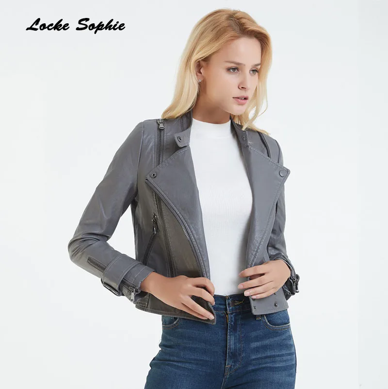 Women's Plus size short jacket blazers 2019 Autumn PU leather zipper Splicing faux fur Small Jacket Skinny locomotive blazers