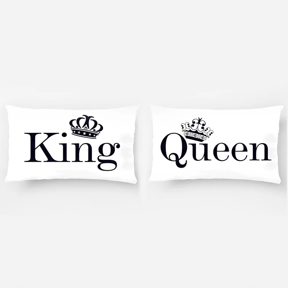 COUPLES PILLOW CASES His Hers King Queen Pillows Case Cover Wedding Gift DASYFLY 