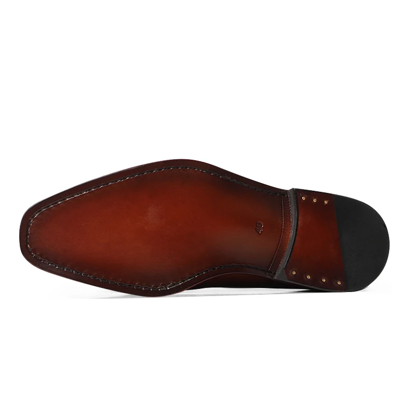 VIKEDUO/Роскошные брендовые модельные туфли в стиле дерби; коричневый с оттенком патины; мужские кожаные туфли ручной работы; свадебные деловые туфли; Zapatos