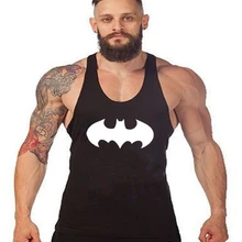 Мужской летний хлопковый жилет без рукавов для фитнеса, мужская майка для бодибилдинга, впитывающая пот комфортная, многоцветная печать с изображением Бэтмена
