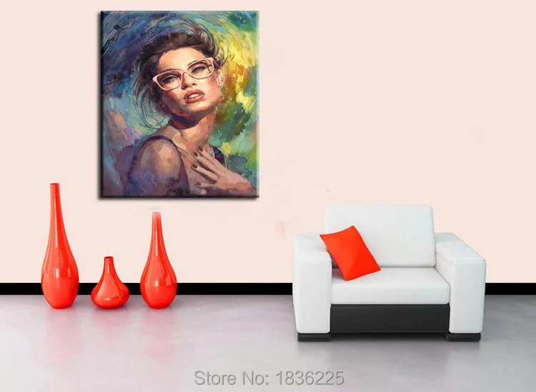 Art Supply Bulk Canvas Paintings Handmade Sexy Girl Wear Glasses Oil  Painting On Canvas Art For Room Or Hotel Decoration - Painting &  Calligraphy - AliExpress