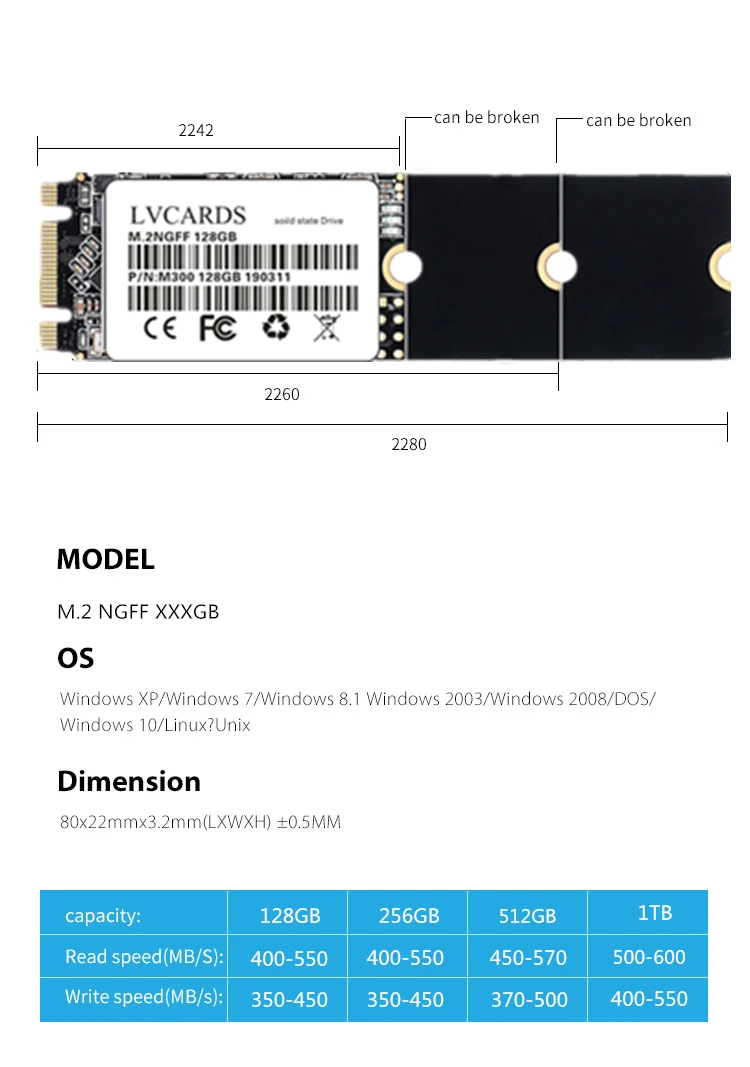 LVCARDS m.2 ssd 128gb 256gb 512gb SSD M2 SATA NGFF 1 ТБ 2 ТБ HDD 2242 mm 2260mm 2280 mm disco duro ssd для ноутбуков